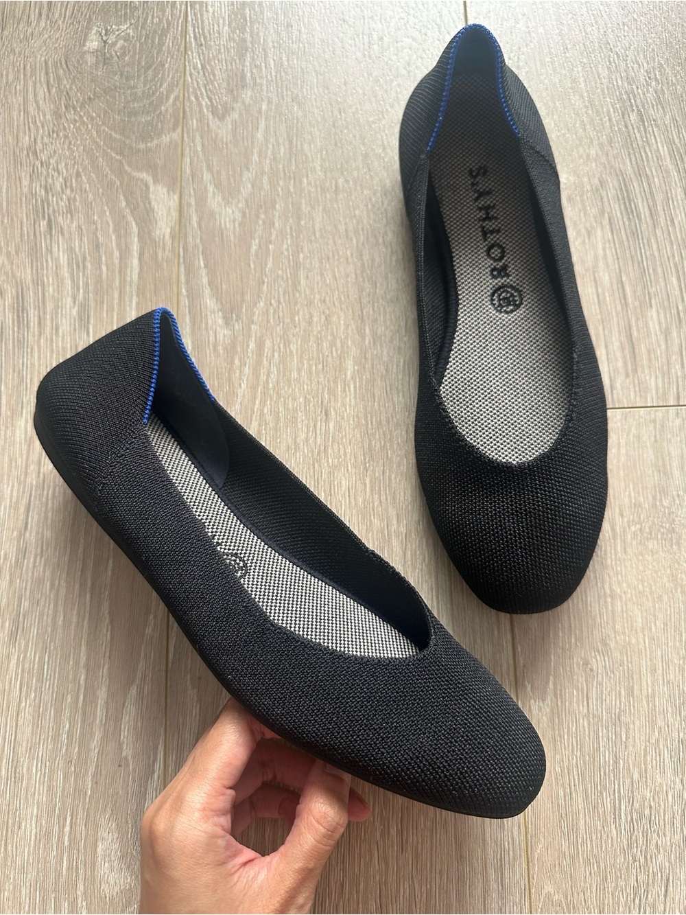 Rothy's Shoes The Flat Round Toe Slip On Flats Ballet Black Sz 10.5
